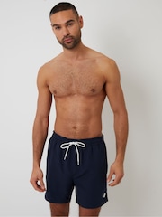 Threadbare Blue Geo Print Quick Dry Swim Shorts 2 Pack - Image 4 of 5