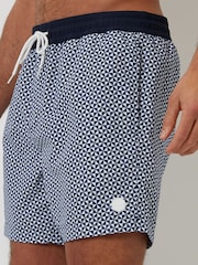 Threadbare Blue Geo Print Quick Dry Swim Shorts 2 Pack - Image 5 of 5