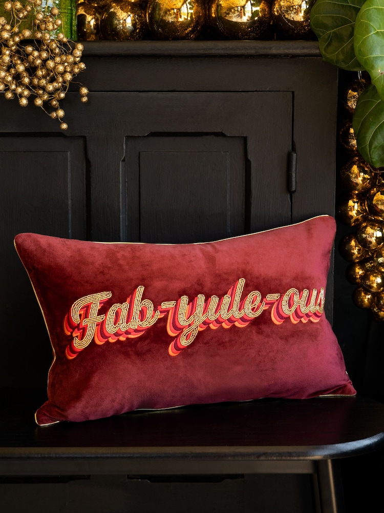 Rockett St George Burgundy Red Fabyuleous Cushion - Image 1 of 7 Rockett St George Burgundy Red Fabyuleous Cushion - Image 1 of 7