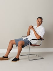 Blue Relaxed Fit Check Cotton Rich Texture Suit Shorts - Image 3 of 9