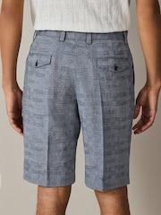 Blue Relaxed Fit Check Cotton Rich Texture Suit Shorts - Image 4 of 9