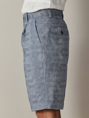 Blue Relaxed Fit Check Cotton Rich Texture Suit Shorts - Image 5 of 9