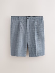 Blue Relaxed Fit Check Cotton Rich Texture Suit Shorts - Image 6 of 9