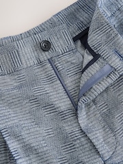 Blue Relaxed Fit Check Cotton Rich Texture Suit Shorts - Image 7 of 9