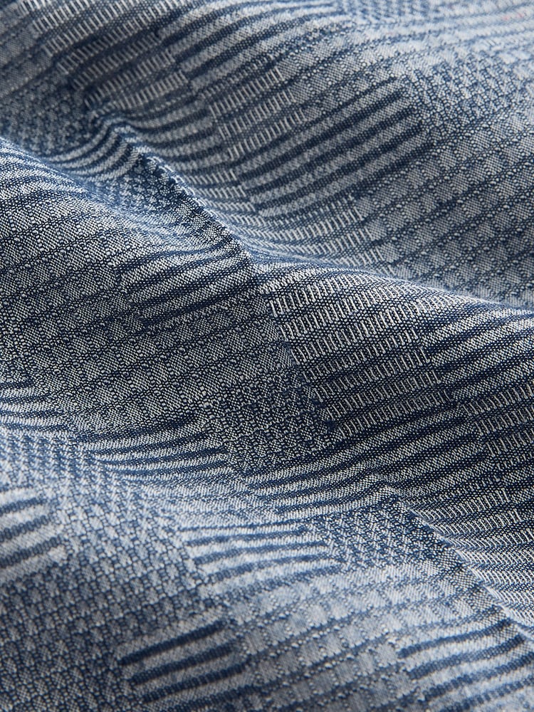 Blue Relaxed Fit Check Cotton Rich Texture Suit Shorts - Image 9 of 9