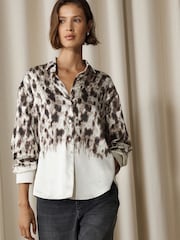 Ombre Animal Satin Long Sleeve Shirt - Image 1 of 8