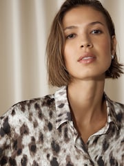 Ombre Animal Satin Long Sleeve Shirt - Image 5 of 8