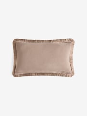 Dark Natural 40 x 59cm Chunky Fringe Velvet Chenille Cushion - Image 2 of 2
