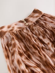Pink Animal Print Textured High Neck Long Sleeve Blouse - Image 7 of 8