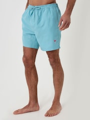 Threadbare Light Blue Flamingo Print Embroidered Quick Dry Swim Shorts - Image 1 of 4
