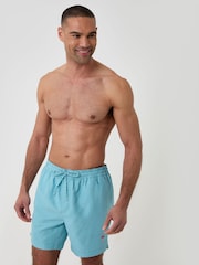 Threadbare Light Blue Flamingo Print Embroidered Quick Dry Swim Shorts - Image 3 of 4