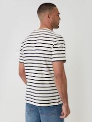 Threadbare Cream Stripe Cotton Crew Neck T-Shirt - Image 3 of 4