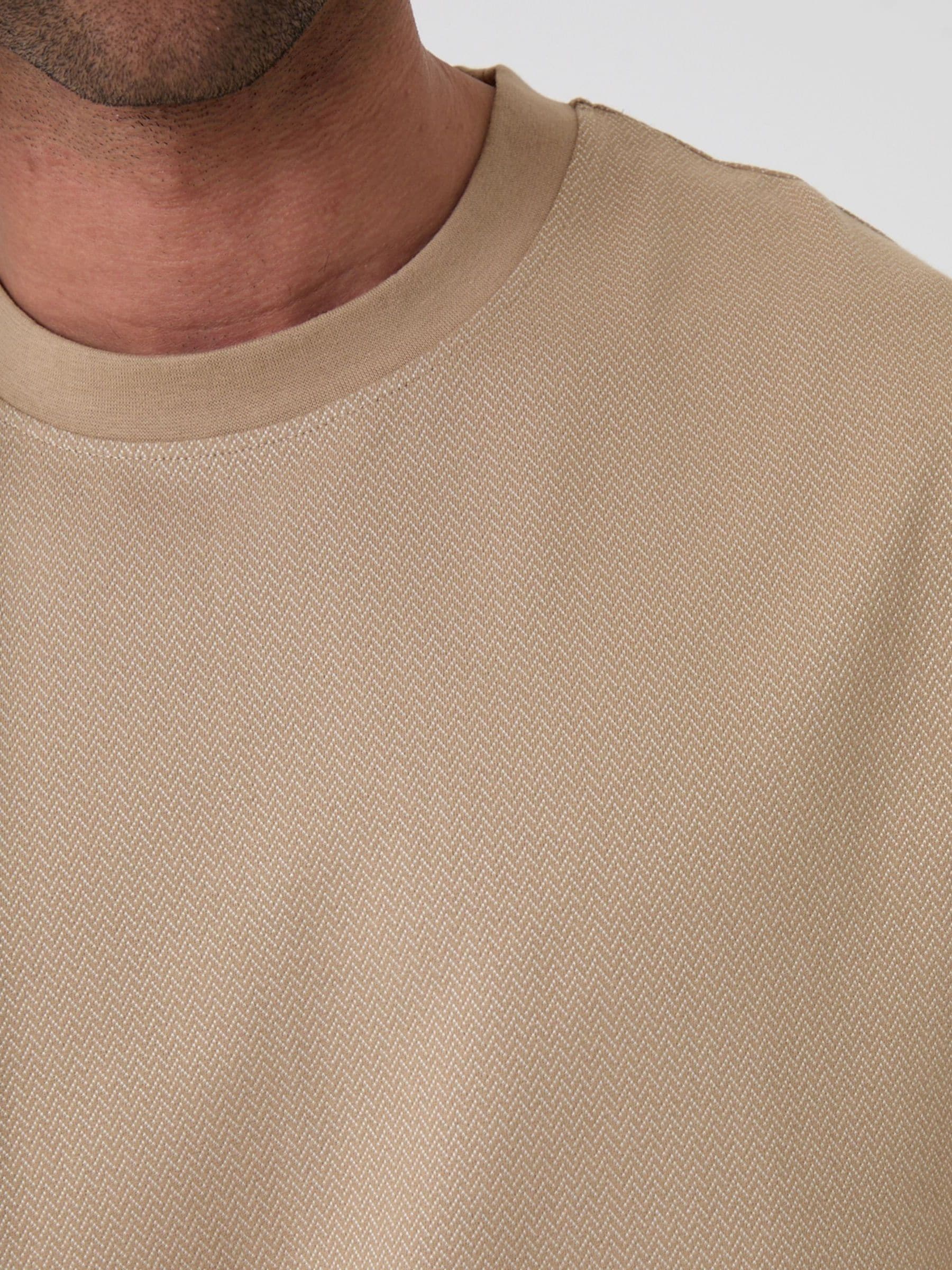 Buy Threadbare Natural Relaxed Fit Textured Cotton Crew Neck T