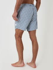 Threadbare Blue Geo Arch Print Quick Dry Swim Shorts - Image 2 of 4