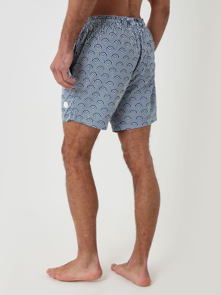 Threadbare Blue Geo Arch Print Quick Dry Swim Shorts - Image 2 of 4