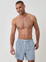 Threadbare Blue Geo Arch Print Quick Dry Swim Shorts - Image 3 of 4