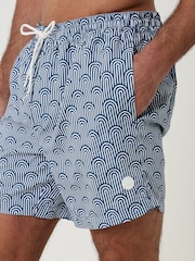 Threadbare Blue Geo Arch Print Quick Dry Swim Shorts - Image 4 of 4