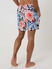 Threadbare Cream Tropical Print Quick Dry Swim Shorts - Image 2 of 4