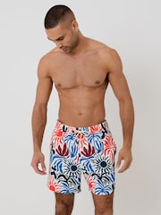 Threadbare Cream Tropical Print Quick Dry Swim Shorts - Image 3 of 4