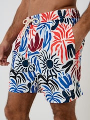 Threadbare Cream Tropical Print Quick Dry Swim Shorts - Image 4 of 4