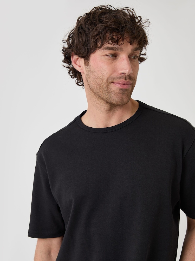 Threadbare Black Relaxed Fit Textured Cotton T-Shirt - Image 4 of 4 Threadbare Black Relaxed Fit Textured Cotton T-Shirt - Image 4 of 4