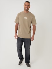 Threadbare Brown Relaxed Fit Expedition Peached Cotton T-Shirt - Image 3 of 4