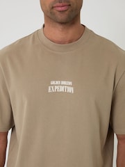 Threadbare Brown Relaxed Fit Expedition Peached Cotton T-Shirt - Image 4 of 4