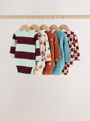 Blue/Burgundy Transport Long Sleeve Bodysuits 5 Pack - Image 2 of 10