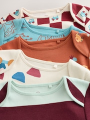 Blue/Burgundy Transport Long Sleeve Bodysuits 5 Pack - Image 9 of 10