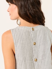 FatFace Dara Green 100% Linen Blouse - Image 5 of 6