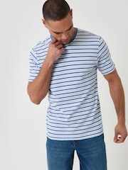Threadbare Blue Stripe Cotton Crew Neck T-Shirt - Image 1 of 4
