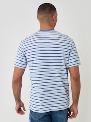 Threadbare Blue Stripe Cotton Crew Neck T-Shirt - Image 2 of 4