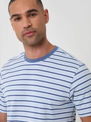 Threadbare Blue Stripe Cotton Crew Neck T-Shirt - Image 4 of 4