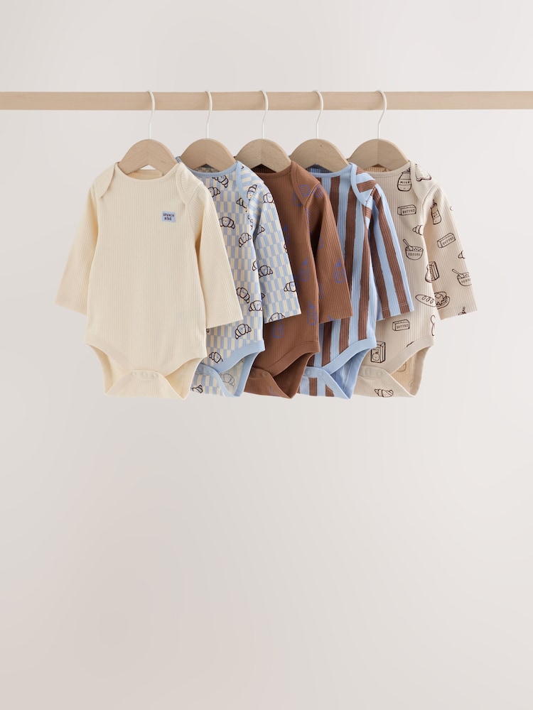 Blue Brunch Long Sleeve Bodysuits 5 Pack - Image 1 of 11 Blue Brunch Long Sleeve Bodysuits 5 Pack - Image 1 of 11