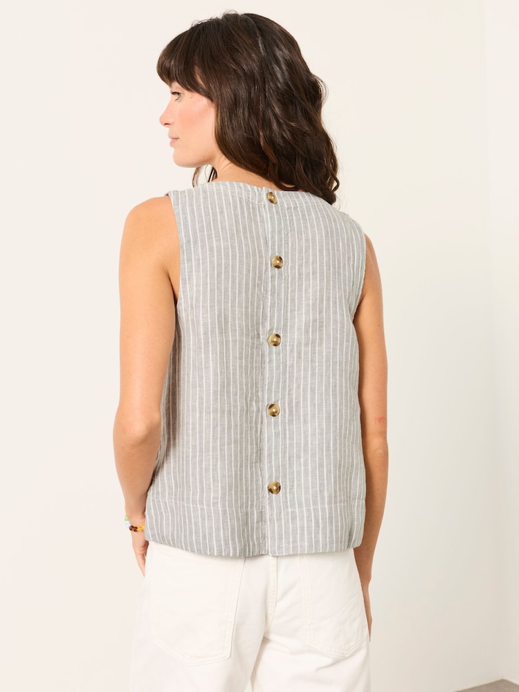 FatFace Dara Green Petite 100% Linen Blouse - Image 2 of 6 FatFace Dara Green Petite 100% Linen Blouse - Image 2 of 6
