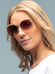 Gold/Crytstal Nude - Laura Ashley New Geometric Sunglasses - Obrázek 1 z 5