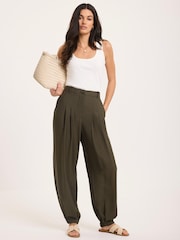 Mint Velvet Green Soft Balloon Trousers - Image 1 of 8