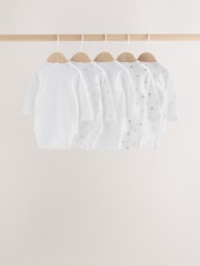 White Mini Safari Animals Long Sleeve Baby Bodysuits 5 Pack - Image 2 of 11