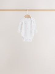 White Mini Safari Animals Long Sleeve Baby Bodysuits 5 Pack - Image 8 of 11