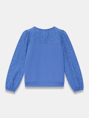 Mint Velvet Blue Cotton Blend Broderie Sweatshirt - Image 7 of 7