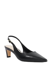 Dune London Black Wide Fit Leather Wide Fit Connection Slingbacks - Image 2 of 6