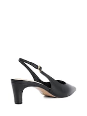 Dune London Black Wide Fit Leather Wide Fit Connection Slingbacks - Image 4 of 6