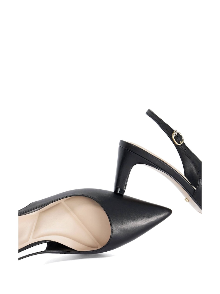 Dune London Black Wide Fit Leather Wide Fit Connection Slingbacks - Image 6 of 6