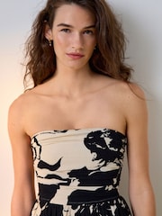 Black/ Cream Ruched Bandeau Midi Dress - Image 4 of 4