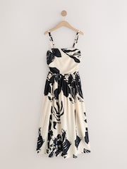 Black/Cream Ruched Bandeau Midi Dress - Image 5 of 7