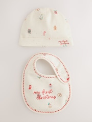 White/Red My First Christmas Baby Hat & Bib Set (0-12mths) - Image 1 of 6