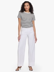 לבן - NYDJ High Rise 5 Pocket Wide Leg Stretch Linen Trousers - תמונה 1 מתוך 5