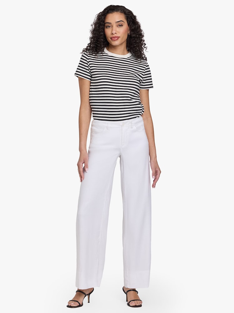 לבן - NYDJ High Rise 5 Pocket Wide Leg Stretch Linen Trousers - תמונה 1 מתוך 5