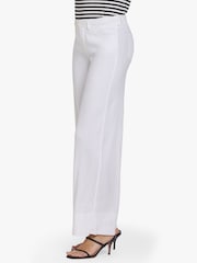 לבן - NYDJ High Rise 5 Pocket Wide Leg Stretch Linen Trousers - תמונה 3 מתוך 5