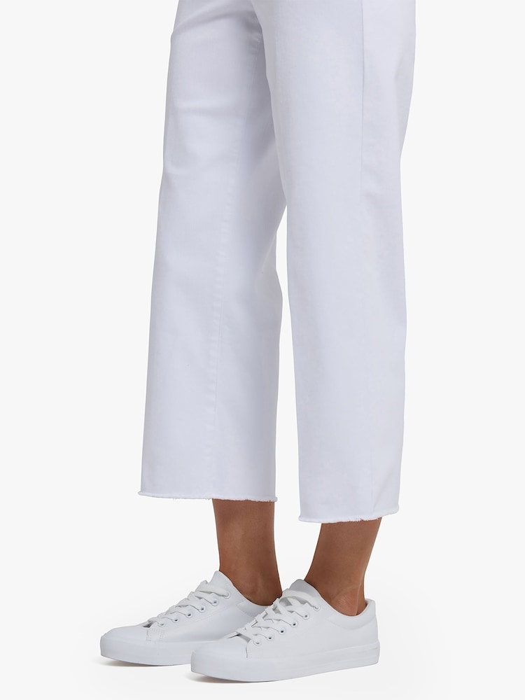 Белый - NYDJ Coco Relaxed Wide Leg Crop Jeans With High Rise And Frayed Hems - Изображение 5 5